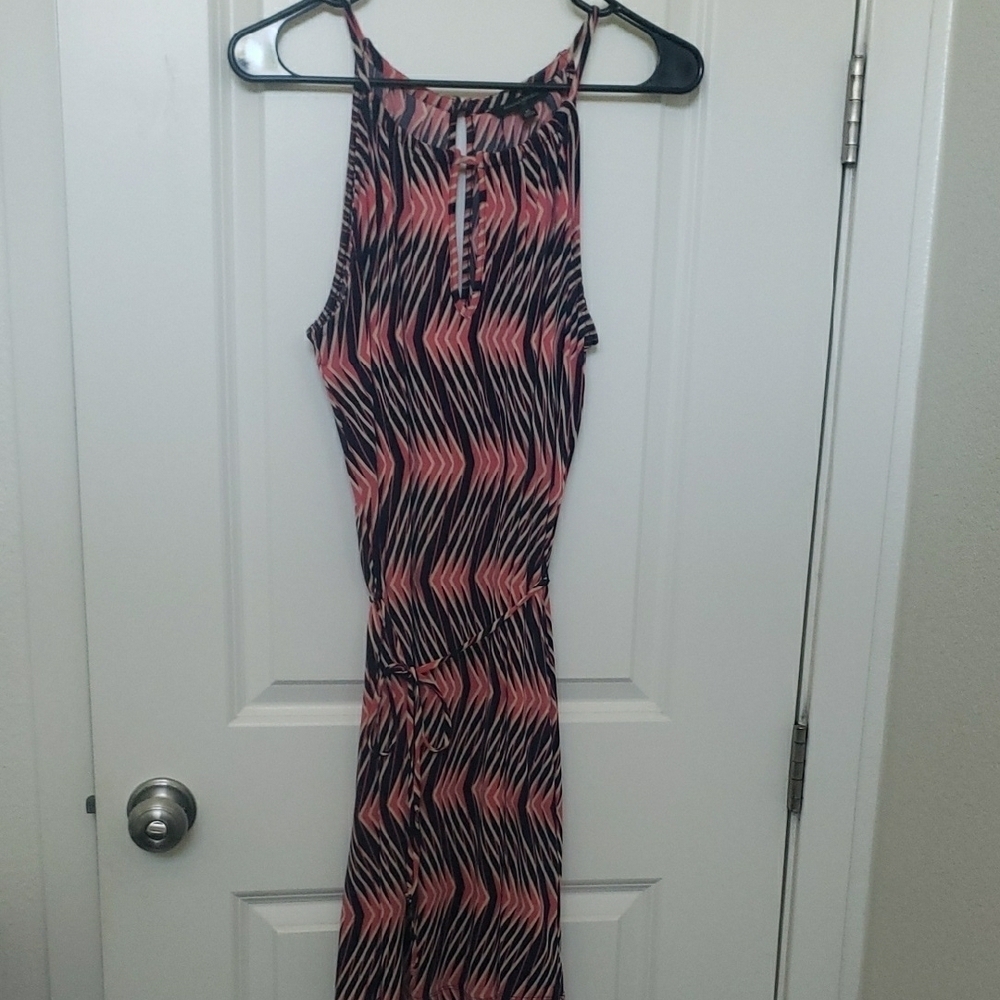 Banana Republic Pink and Black Halter Maxi Dress
